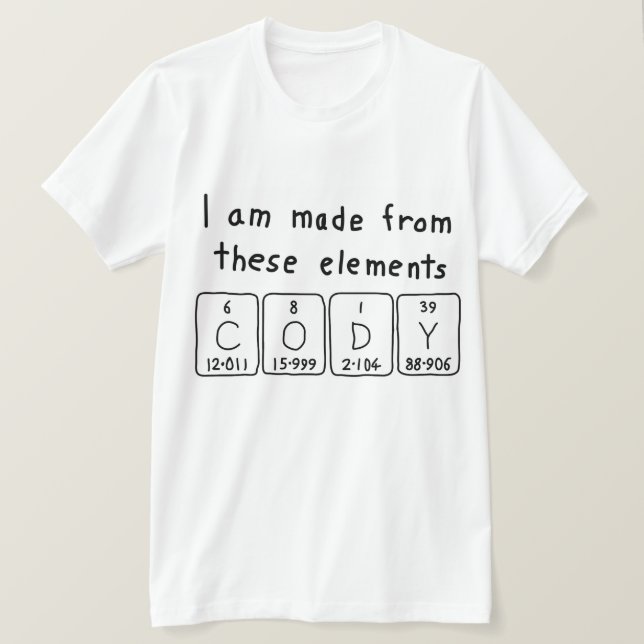 Cody periodic table name shirt (Design Front)