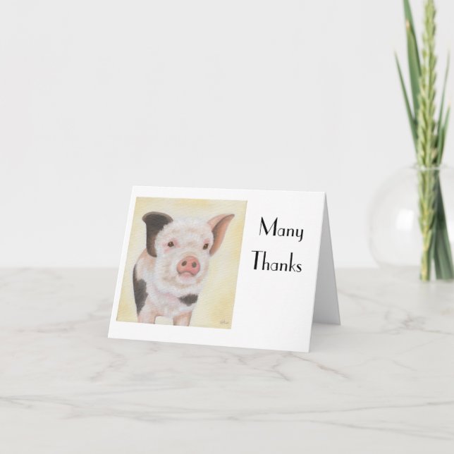 Cody the Piglet Thank You Notecard (Front)