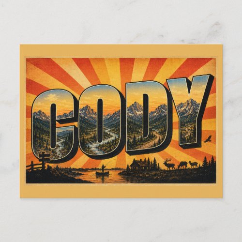 Cody WY Mountains River Scenic Byway Art Postcard
