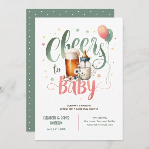 COED Baby Brewing Beers Bottles Cheers Wildflowers Invitation