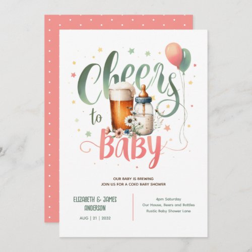 COED Baby Brewing Beers Bottles Cheers Wildflowers Invitation