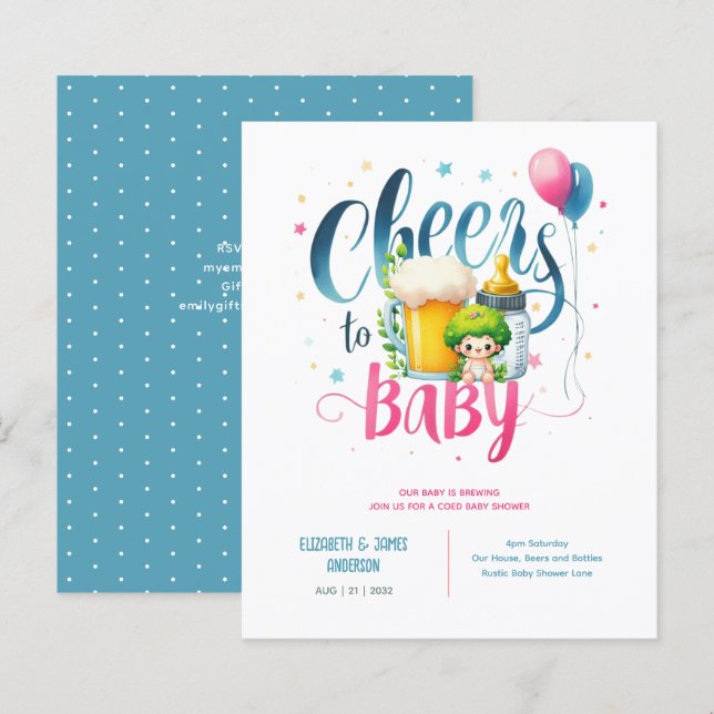 COED Baby Brewing Beers Bottles Couples Shower (Front/Back)