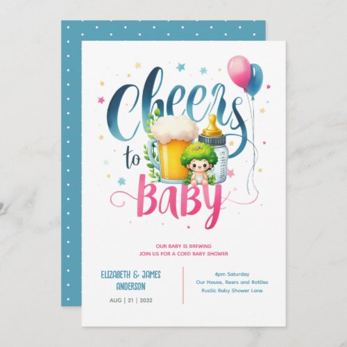 COED Baby Brewing Beers Bottles Couples Shower Invitation