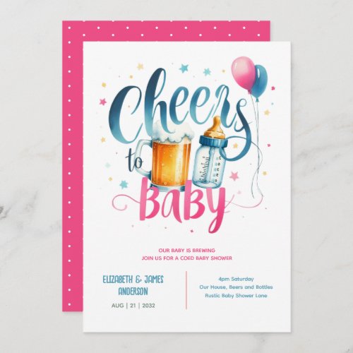 COED Baby Brewing Beers Bottles Couples Shower Invitation