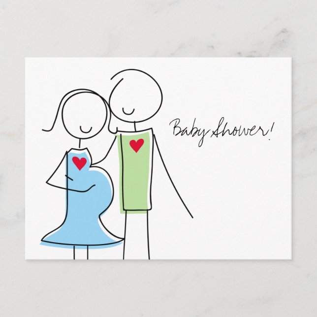 Coed Baby Shower, It's a boy Invitation Postcard (Front)
