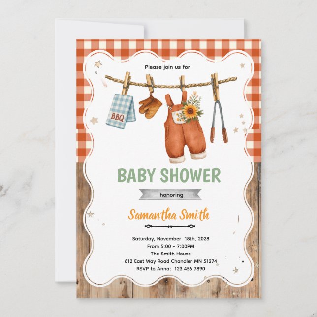 Coed BBQ Baby Shower invitation (Front)