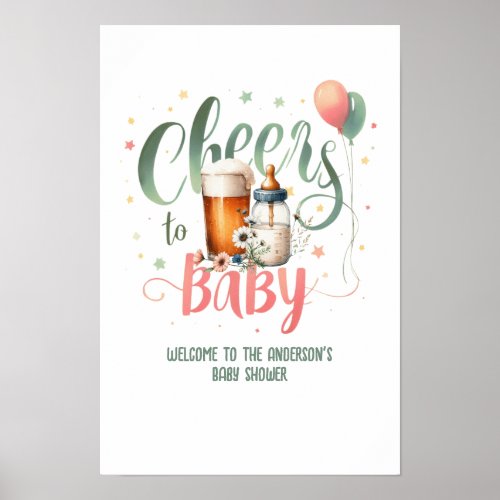 COED Beers Bottles Cheers to Baby Brewing Shower Poster
