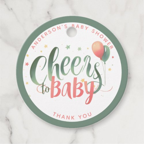 COED Cheers Baby Sage Peach Bottles Brews Shower Favor Tags