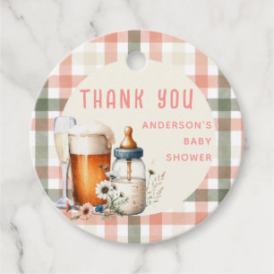 COED Cheers Baby Sage Peach Bottles Brews Shower Favor Tags