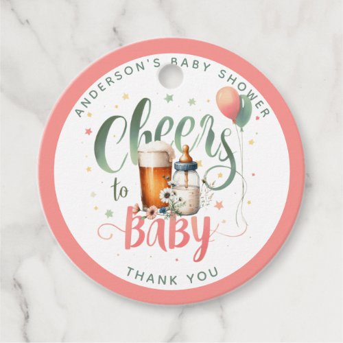 COED Cheers to Baby is Brewing Beers Bottles Sage Favor Tags