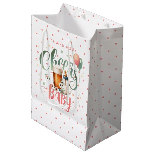 COED Cheers to Baby is Brewing Beers Bottles Sage Medium Gift Bag