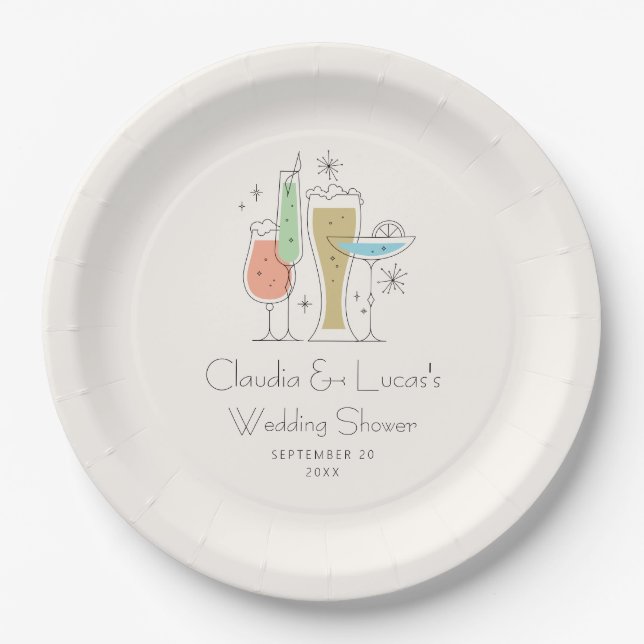 Coed Couples Wedding Shower Paper Plates (Front)