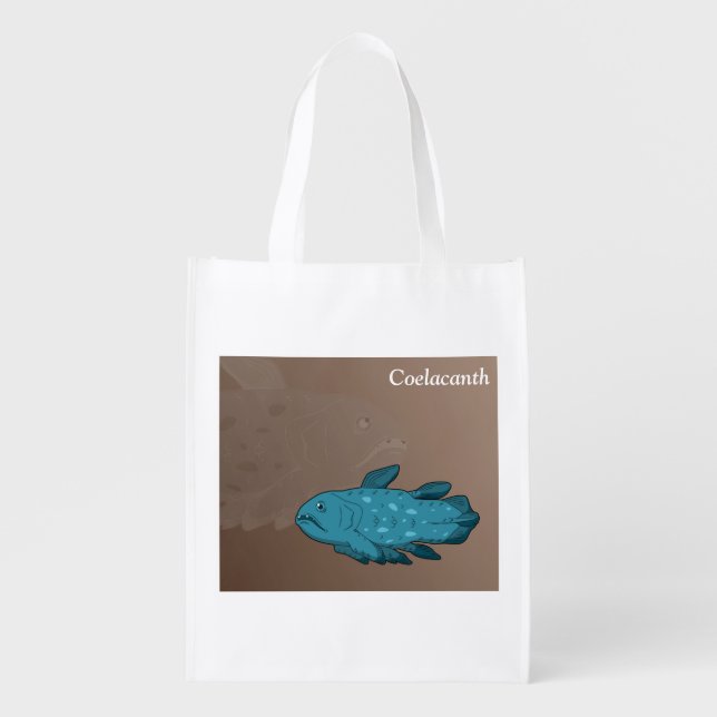 Coelacanth- Ancient Fish Reusable Grocery Bag (Front)