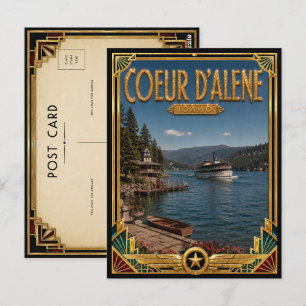 Coeur d’Alene Idaho Vintage Art Deco Golden Age Postcard