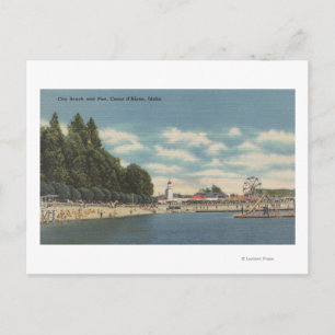 Coeur d'Alene, ID - View of City Beach & Pier Postcard