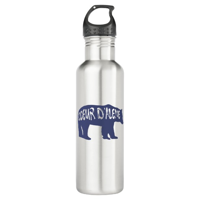 Coeur d'Alene Idaho Bear Stainless Steel Water Bottle (Front)