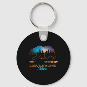 Coeur D'alene Idaho Bear Starry Night Travel Souve Keychain