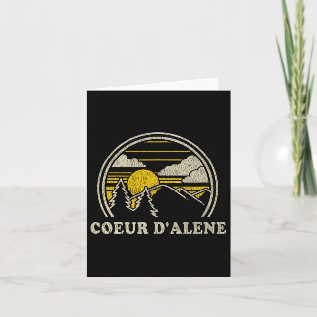 Coeur D'alene Idaho Id T Shirt Vintage Hiking Moun Card (Front)