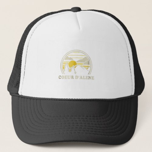 Coeur dAlene Idaho ID T Shirt Vintage Hiking Moun Trucker Hat