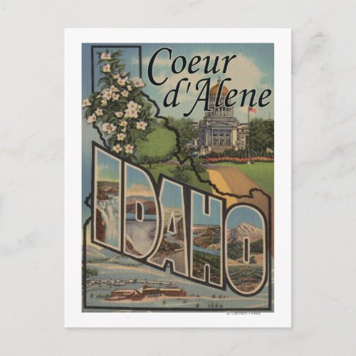 Coeur dAlene Idaho _ Large Letter Scenes Postcard