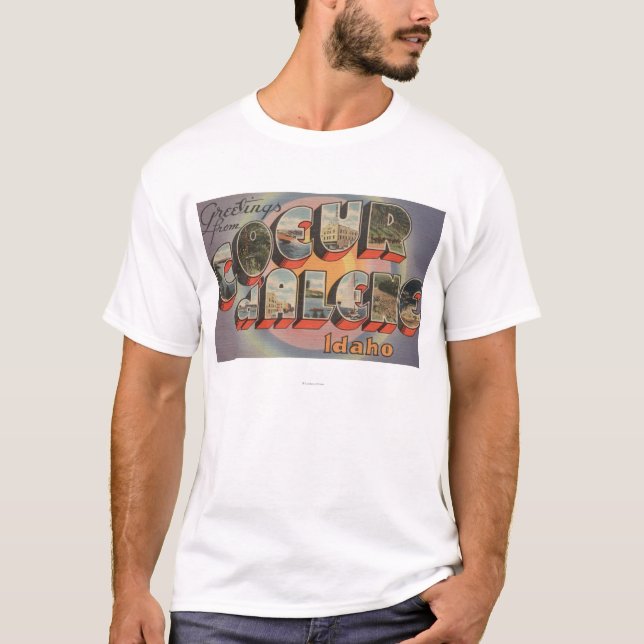 Coeur d'Alene, Idaho - Large Letter Scenes T-Shirt (Front)