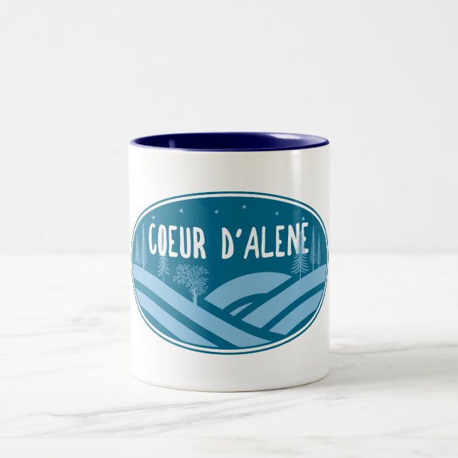 Coeur d'Alene Idaho Outdoors Two-Tone Coffee Mug (Center)