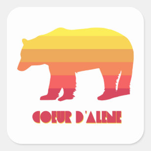Coeur d'Alene Idaho Rainbow Bear Square Sticker