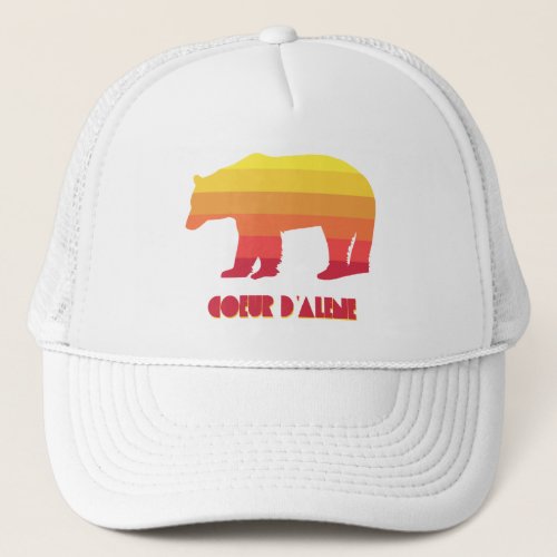 Coeur dAlene Idaho Rainbow Bear Trucker Hat