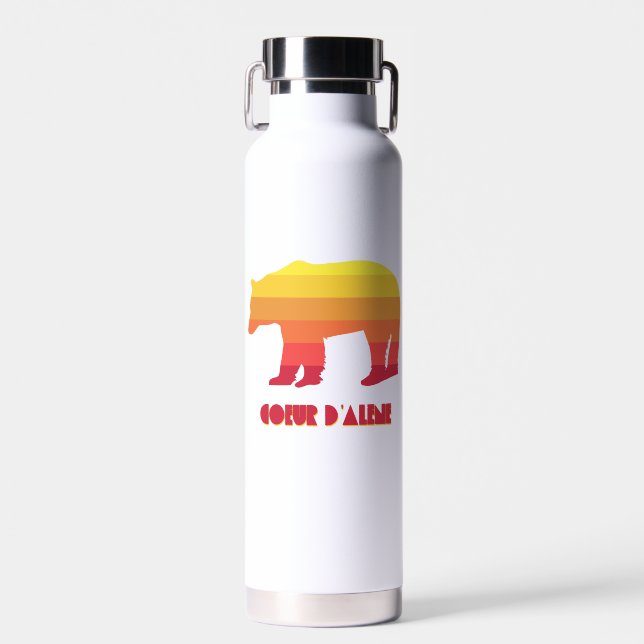 Coeur d'Alene Idaho Rainbow Bear Water Bottle (Front)
