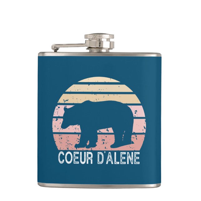Coeur d'Alene Idaho Retro Bear Flask (Front)