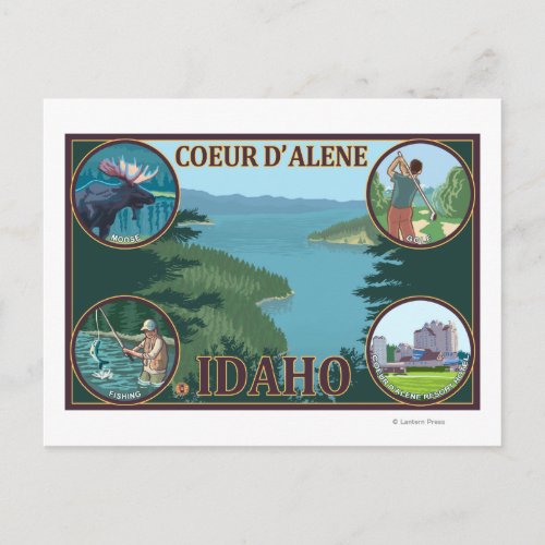 Coeur DAlene IdahoScenic Travel Poster Postcard