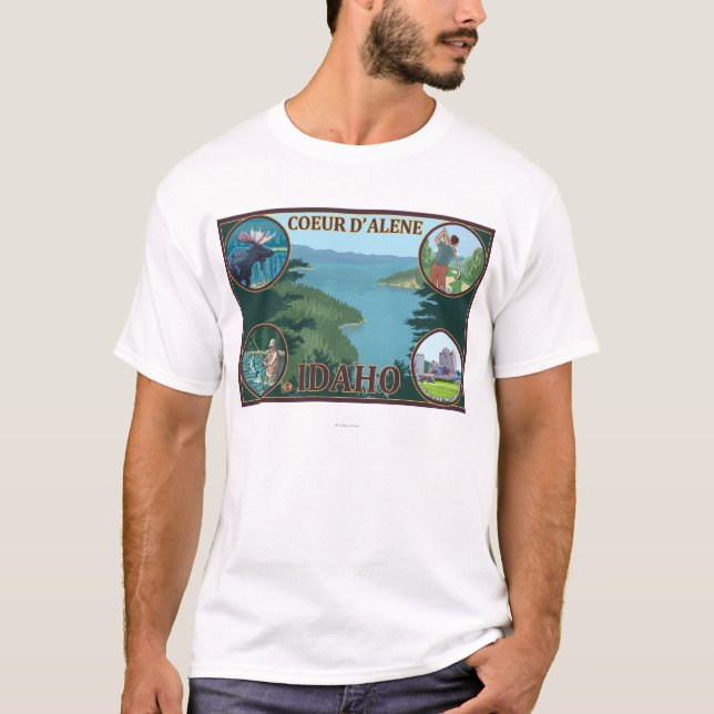 Coeur D'Alene, IdahoScenic Travel Poster T-Shirt (Front)