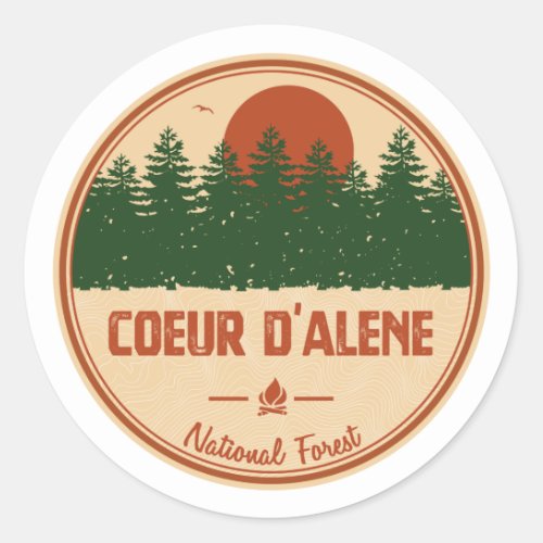 Coeur DAlene National Forest Classic Round Sticker