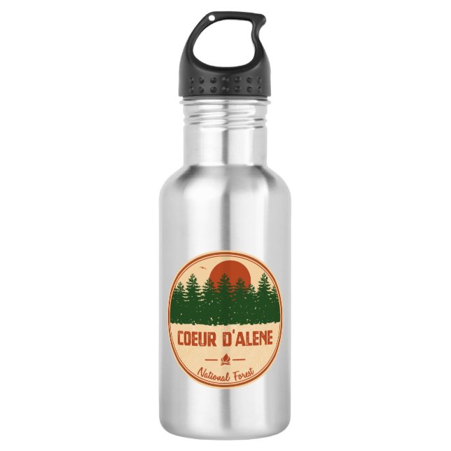 Coeur D'Alene National Forest Stainless Steel Water Bottle (Front)