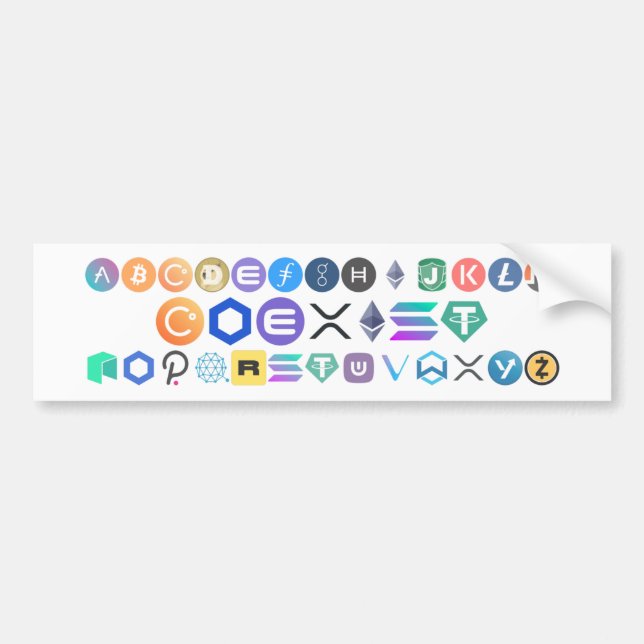COEXIST Cryptocurrency Logos Bumper Sticker (Front)