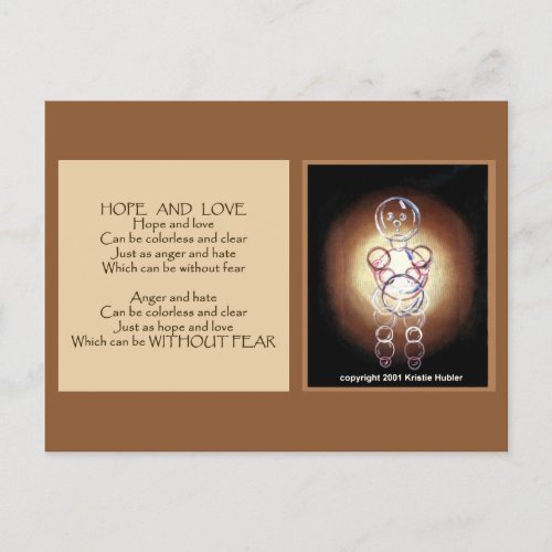 coexist hope and love bubble people postcard