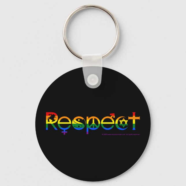 Coexist with Respect Gay Pride Keychain (Front)