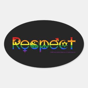 Coexist with Respect Gay Pride Oval Sticker