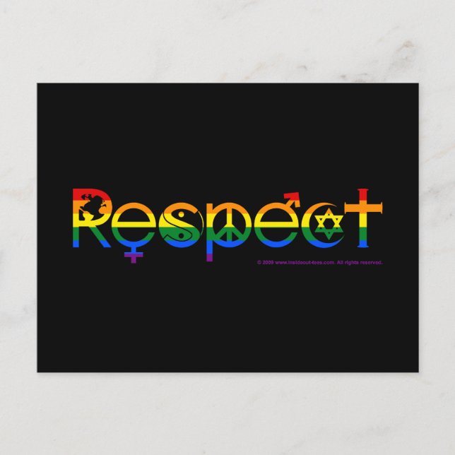 Coexist with Respect Gay Pride Postcard (Front)