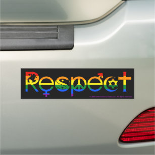 Coexist with Respect Gay Pride Rainbow Flag Bumper Car Magnet