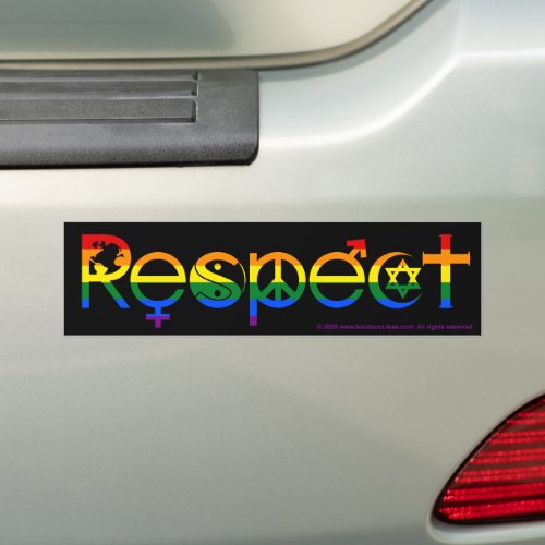 Coexist with Respect Gay Pride Rainbow Flag Bumper Sticker