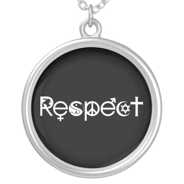 Coexist with Respect - Peace Kindness & Tolerance Silver Plated Necklace (Front)