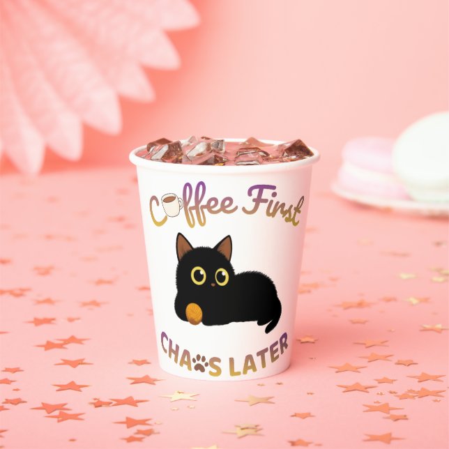 Cofee first, chaos later Latte Mug Paper Cups (Insitu)