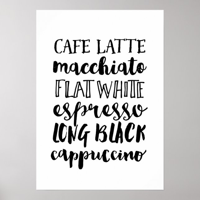 Coffe Lover black & white typography poster print (Front)