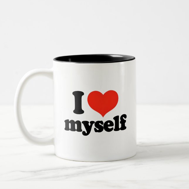 Coffe mug says “I love myself” (Left)