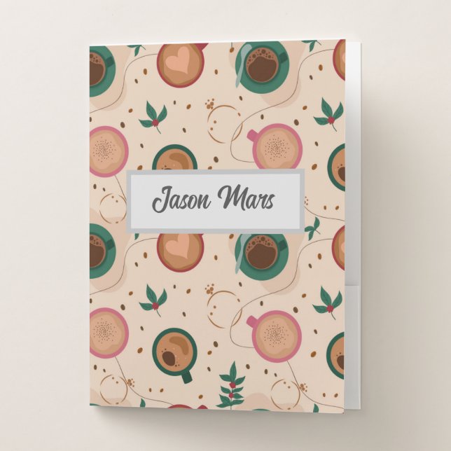 Coffe Pattern Kid's Pocket Folder (Front)