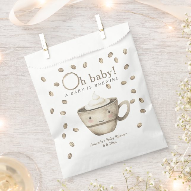 Coffee A baby is brewing Baby shower  Favor Bag (Clipped)