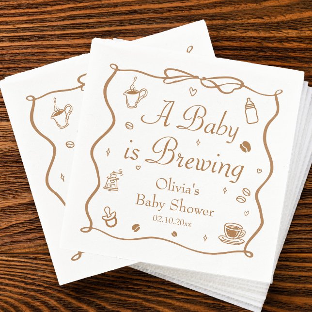 Coffee A Baby is Brewing Baby Shower Napkins (Creator Uploaded)