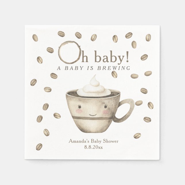 Coffee A baby is brewing Baby shower  Napkins (Front)