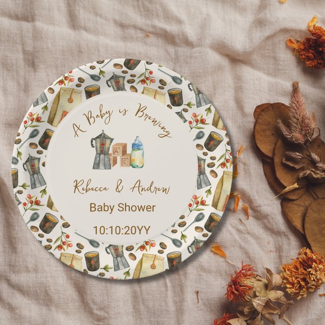 Coffee A Baby is Brewing Baby Shower  Paper Plates (Creator Uploaded)